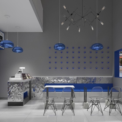现代克莱因蓝餐厅3D模型下载