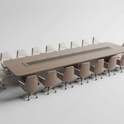 现代会议室桌椅组合3D模型下载