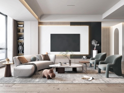 现代家居客厅3D模型下载