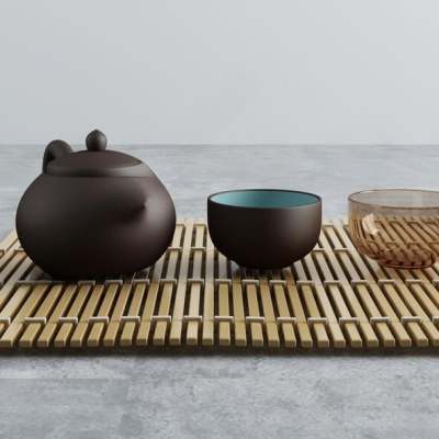 新中式茶具3D模型下载