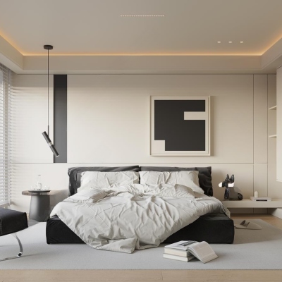 现代家居卧室3D模型下载