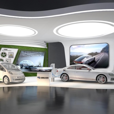 现代科技汽车展厅3D模型下载