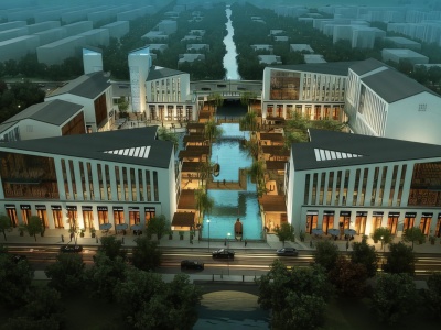 扬州现代新中式水街　旅游度假景点　购物中心