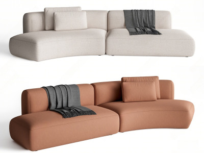 MDF现代弧形沙发 多人沙发 布艺