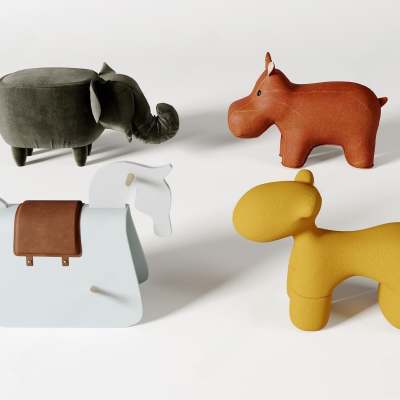 现代儿童动物造型凳3D模型下载